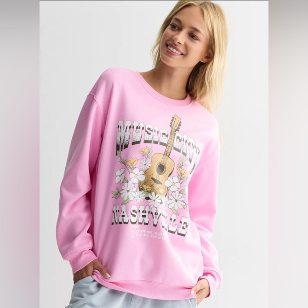 Music City Nashville Women's Small Fleece Pullover Sweatshirt New